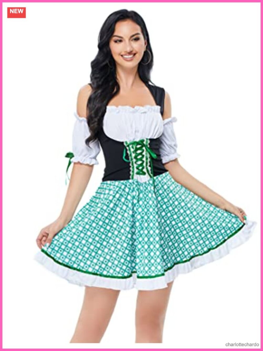 Women's Plus Size Dirndl Dress Oktoberfest Halloween Costume Green